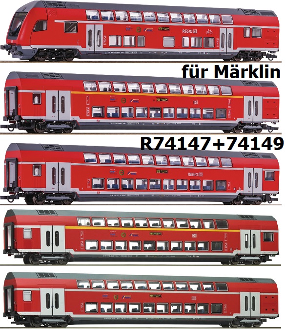 H0~Set 5 Doppelstockwg.NRW RE 6 Innenbelerr2tung[UVP 600,80]