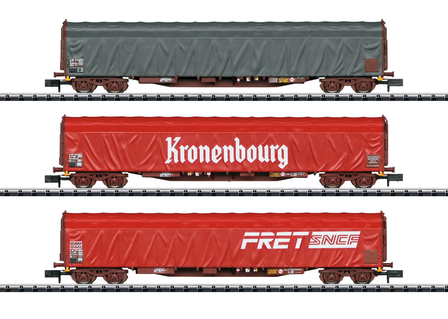 1x Wagen aus Spur N Set 3 Schiebeplanwagen Rils SNCF NH2020U