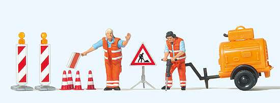 Spur H0 Straáenbauarbeiter mit Kompre  NH2023    Preiser H0