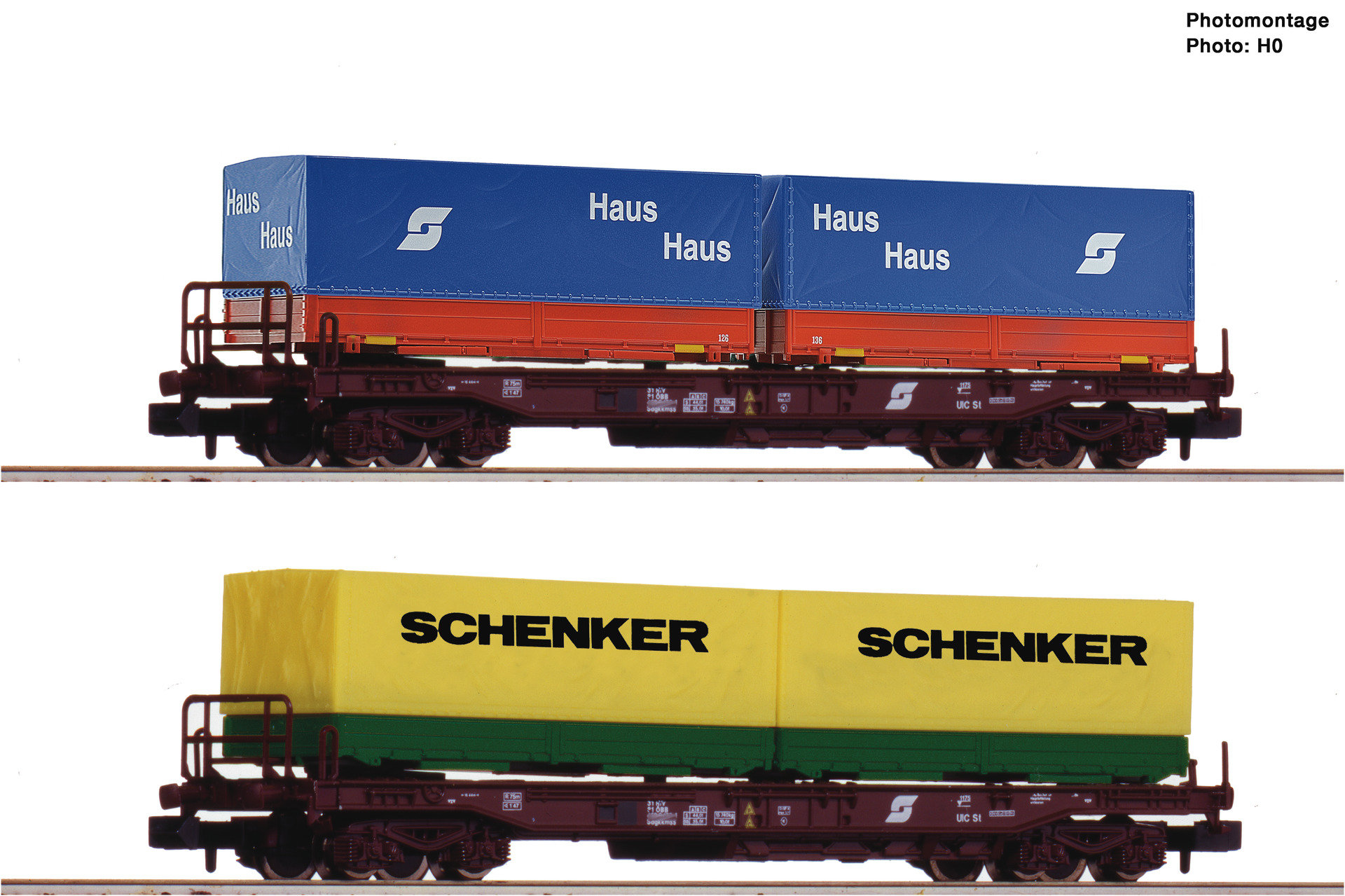 Fleischmann 845376 Spur N Set 2 Taschenwagen ÖBB + Schenker