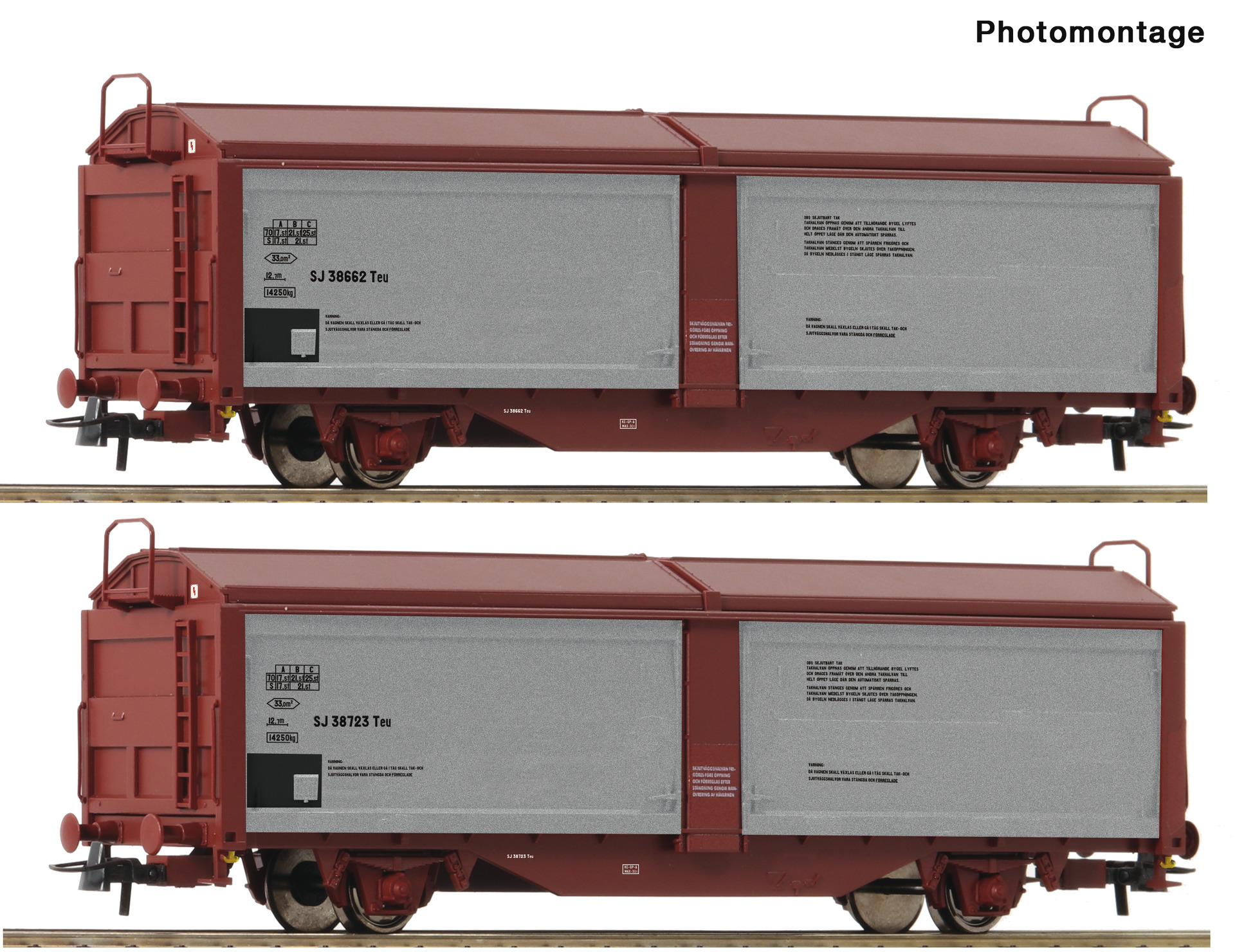 ROCO 6600257 Spur H0 2er Set Schiebewand-/dachwagen SJ79,9