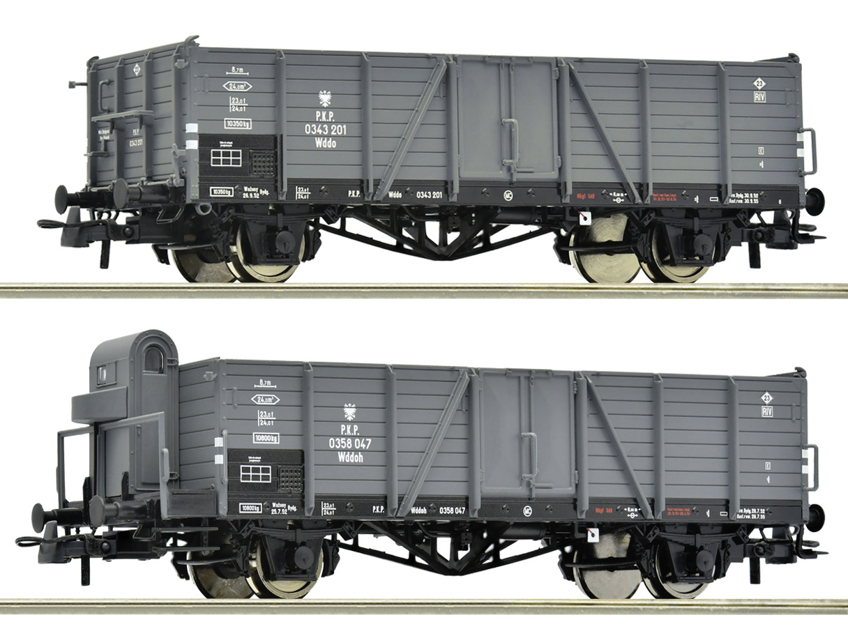 ROCO 6600216 Spur H0 2-tlg. Set: Offene Güterwagen DC 79,9