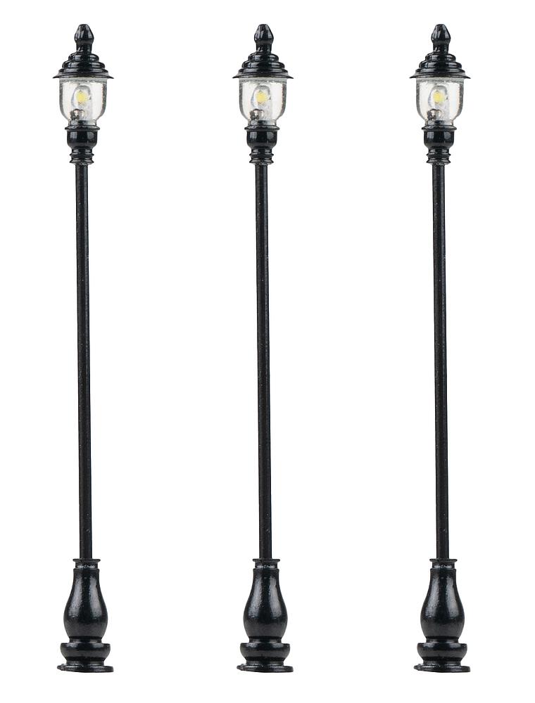 Faller 180108 Spur H0 LED-Parklaternen, kaltweiß, 3 Stück