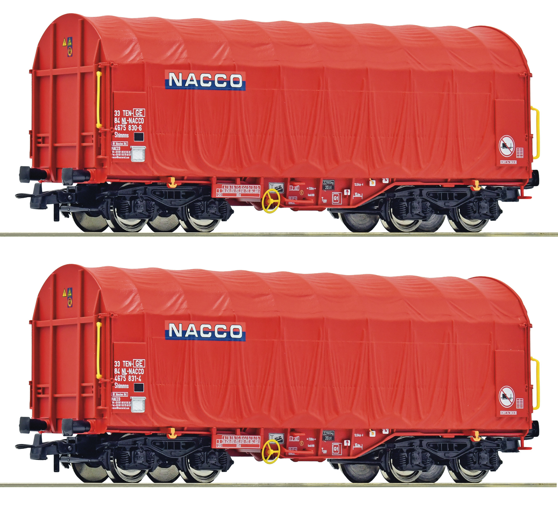 ROCO 6600226 Spur H0 2er Set Schiebeplanenwagen Nacco 76,9