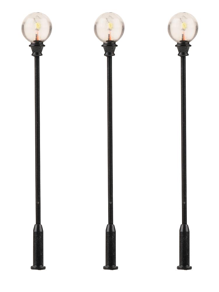 Faller 180104 Spur H0 LED-Parklaternen, Kugel-Aufsatzleuchte