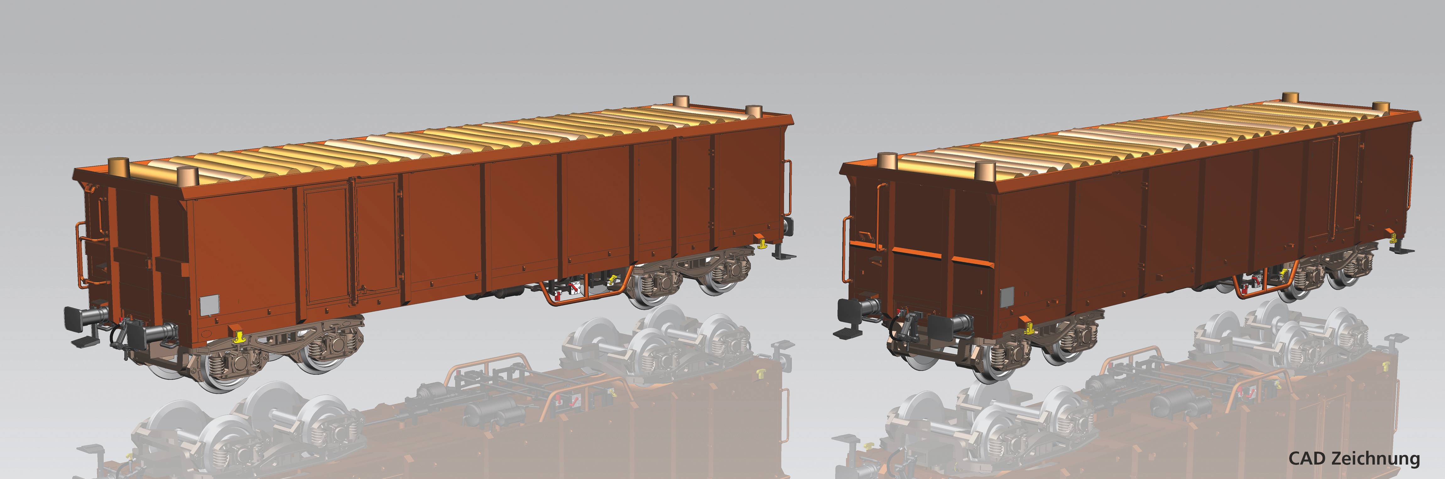 PIKO 58235 Spur H0 Set 2 off.Gueterwagen Eaos mit Holzladung
