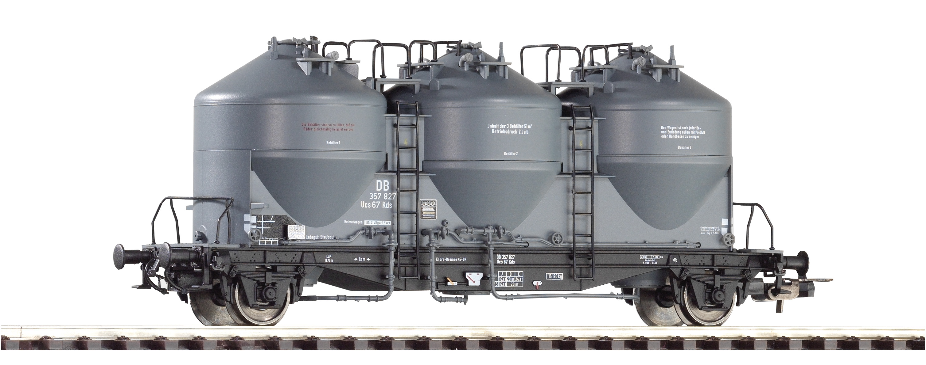 Piko 54510 Spur H0 Zementsilowagen Kds67 DB (3 Bottiche) *##