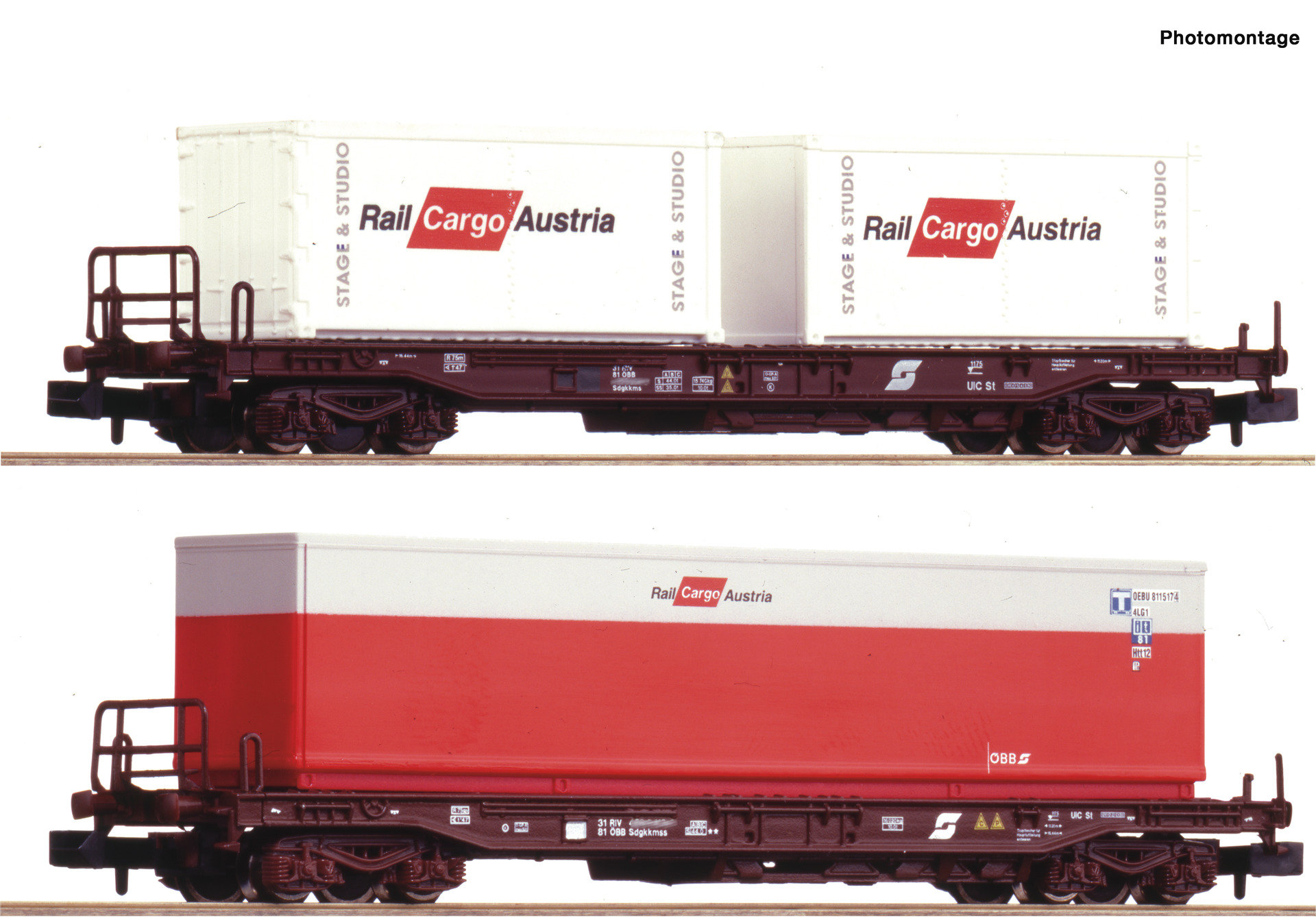 Fleischmann 845377 Spur N Set 2 Taschenwagen ÖBB Rail Cargo