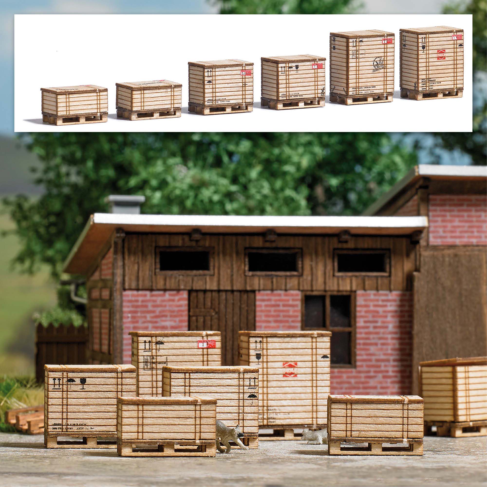Busch 1811 Spur H0 Paletten mit Holzkisten H0         16,99