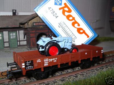 H0 Niederbordwagen mit Wiking Traktor DB Ep III(LagerBayern)