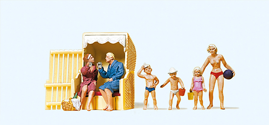 Spur H0 Paar im Strandkkorb, spielend            Preiser H0