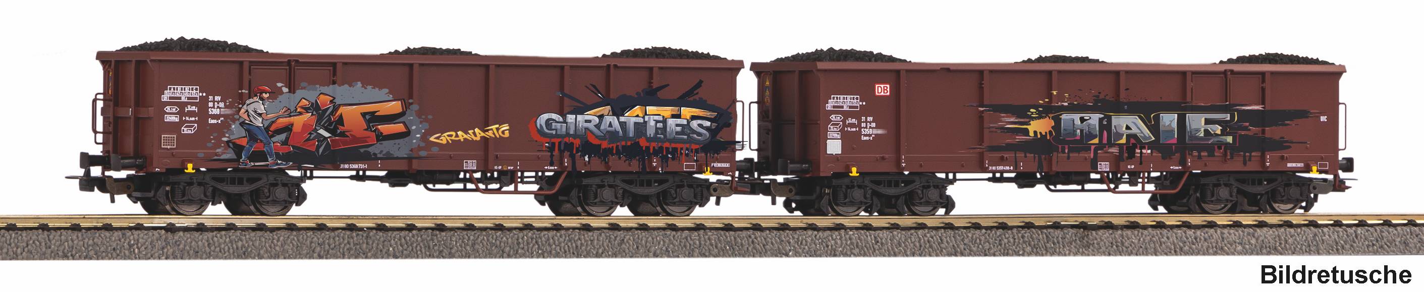PIKO 28338 Spur H0  2er Set Offene Güterwagen Eaos D87,5