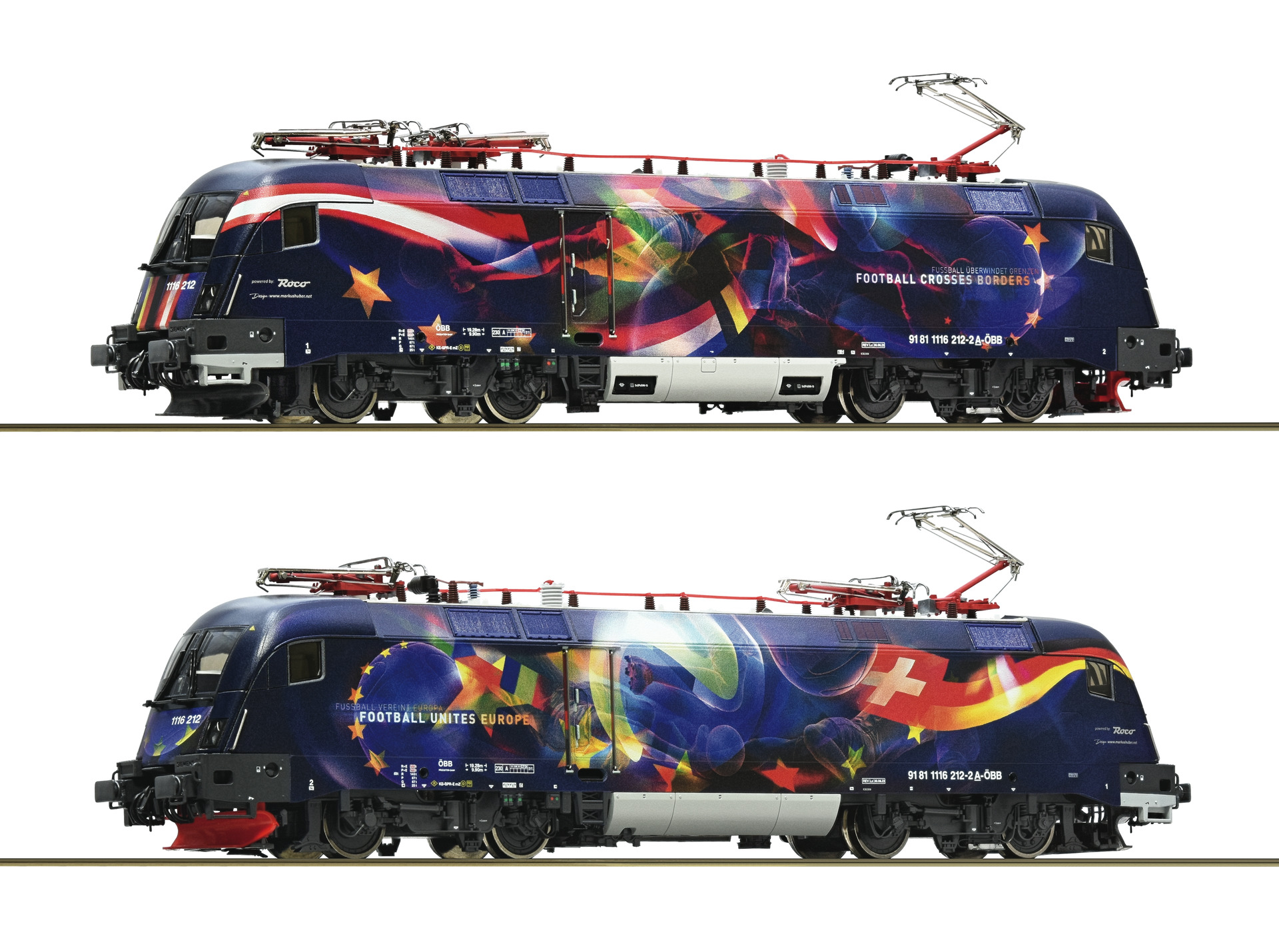Roco 7500062 Rh 1116 im Fußball vereint Europa-Design ÖBB #