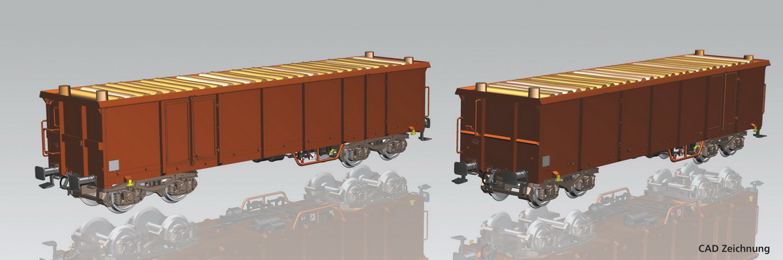 PIKO 58235 Spur H0 Set 2 off.Gueterwagen Eaos mit Holzladung