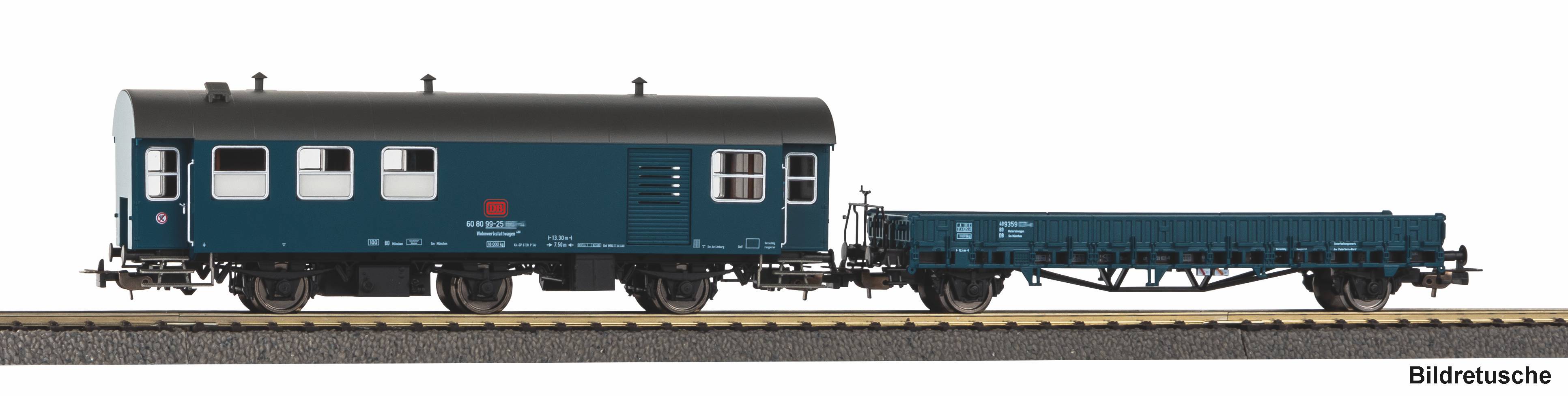 PIKO 28334 Spur H0  2er Set Umbauwagen Werkstatt mit129