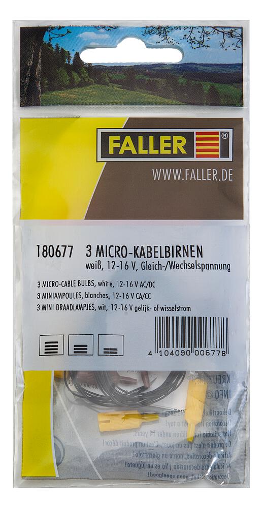 Faller 180677 Spuren H0, TT, N 3 Micro-Kabelbirnen, weiß