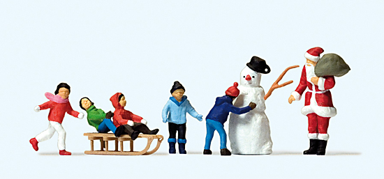 Spur H0 Weihnachtsmann, Kinder, Schne            Preiser H0