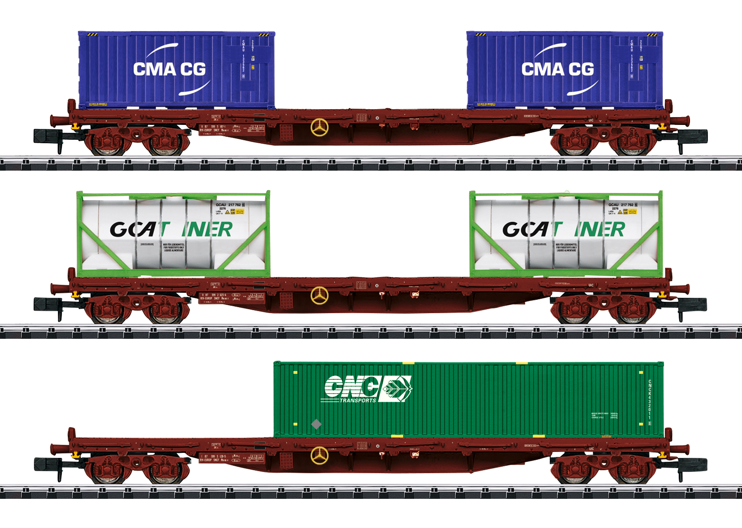 Minitrix 15072 Spur N Set Containerwagen Containertransport