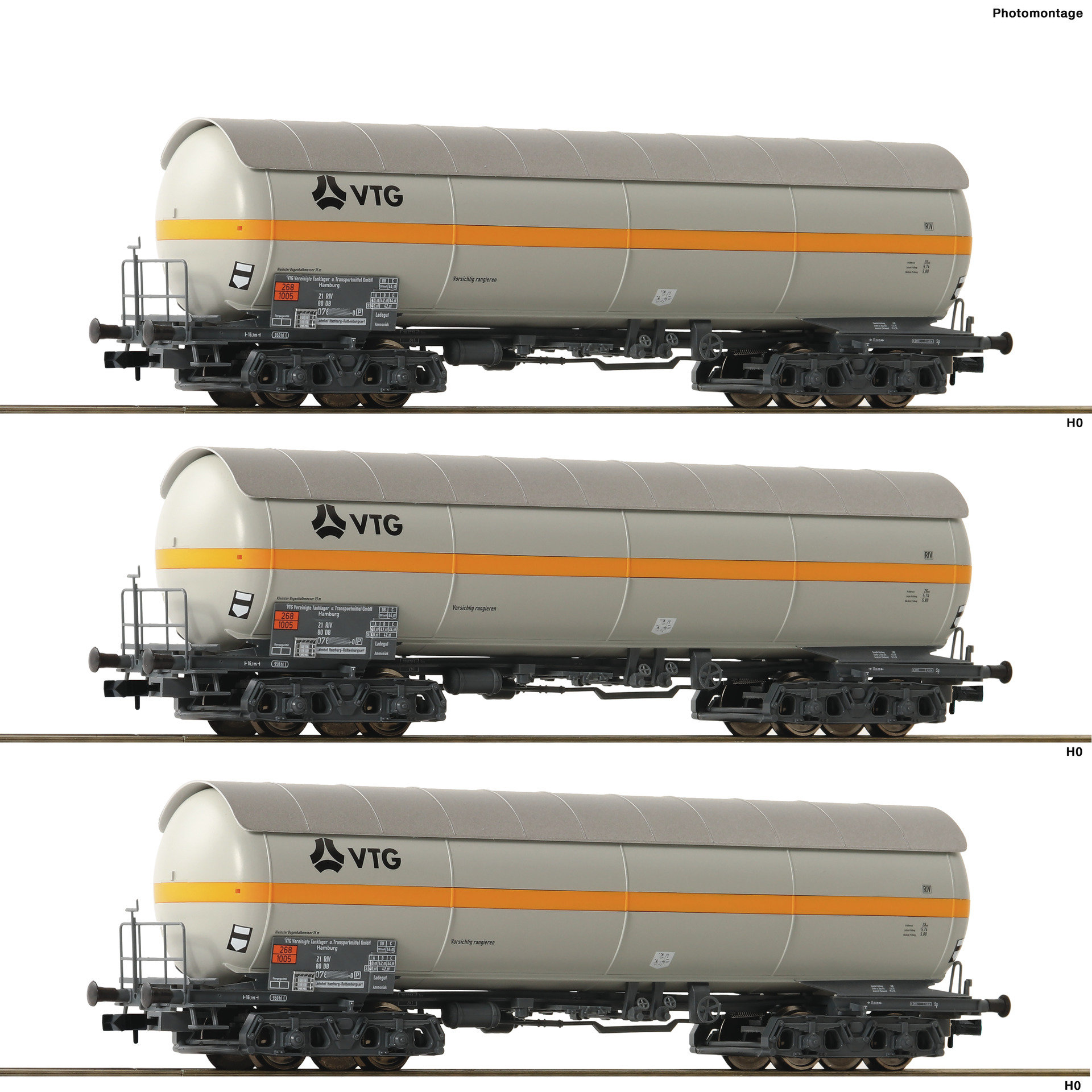 Fleischmann 849102 Spur N Set 3i Druckgaskesselwagen VTG DB
