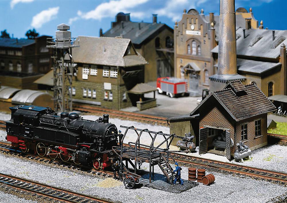 Faller 120139 Spur H0 Kompressorhaus, Rohrblasgerüst, Schürh
