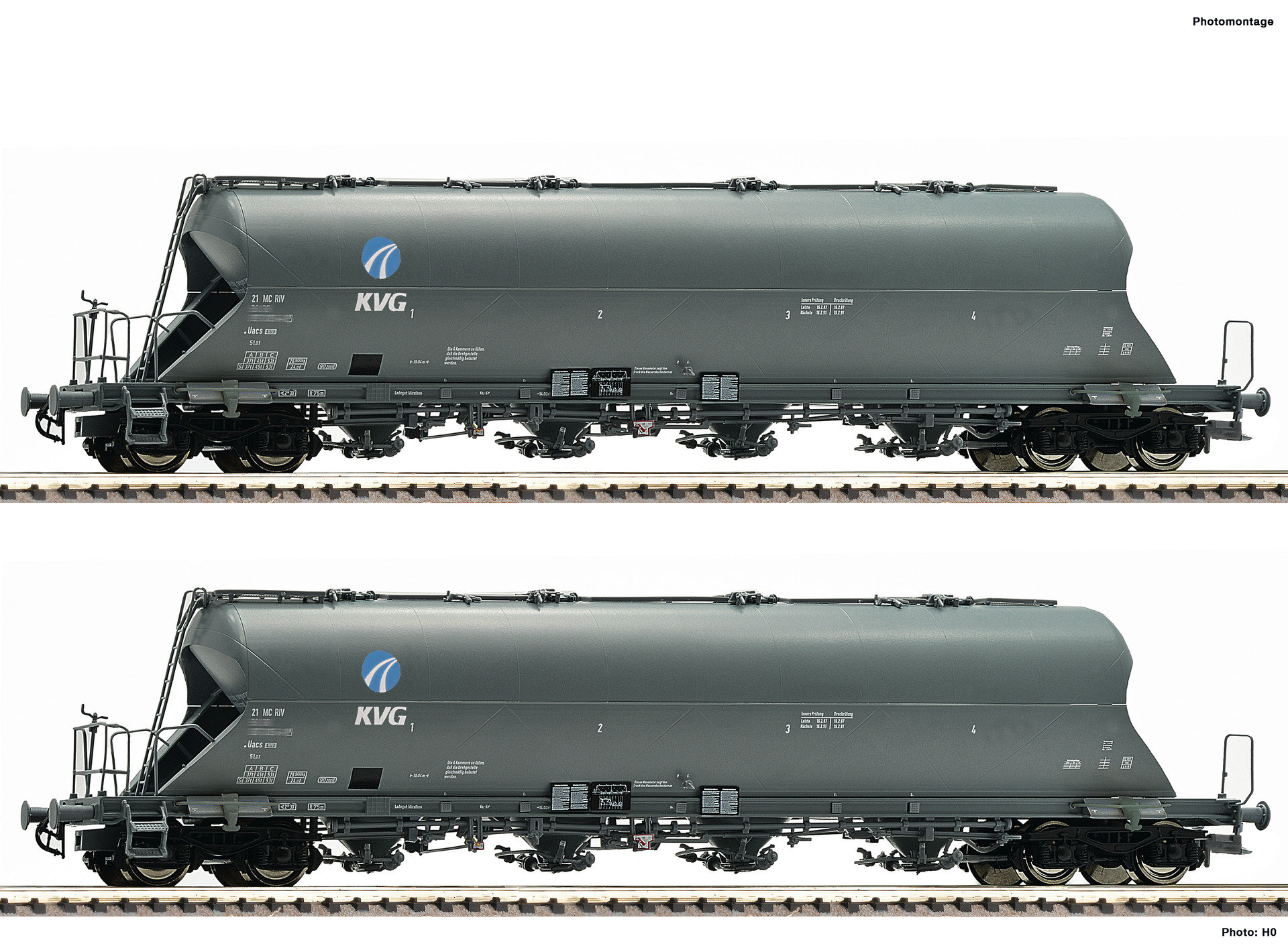 Fleischmann 849002 Spur N Set 2i Staubsilowagen Uacs-x KVG