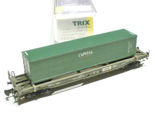 Minitrix 14074.7 Spur N 1x Taschenwagen Container "Capital"