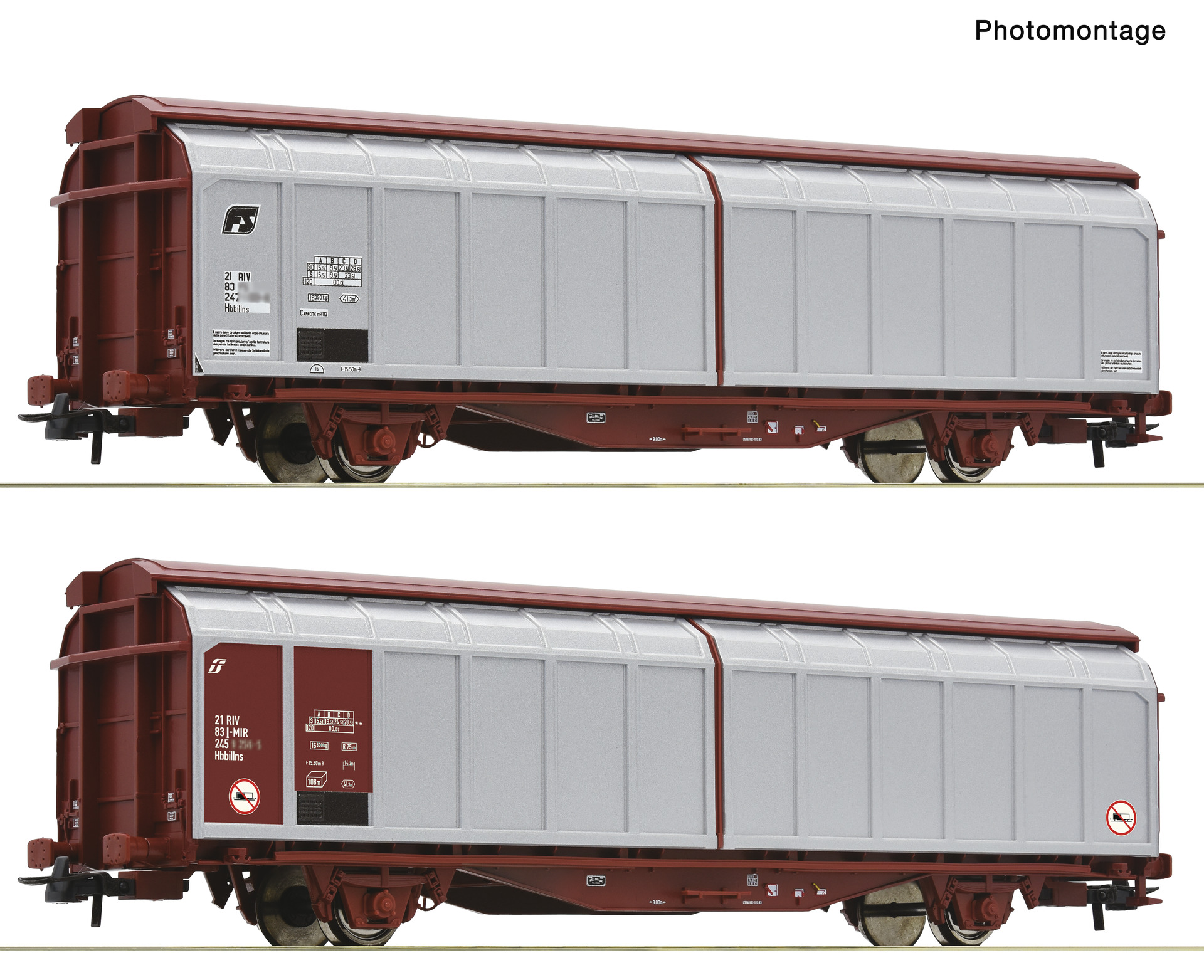 ROCO R6600308 Spur H0 Schiebewandwagen-Doppeleinheit D79,9