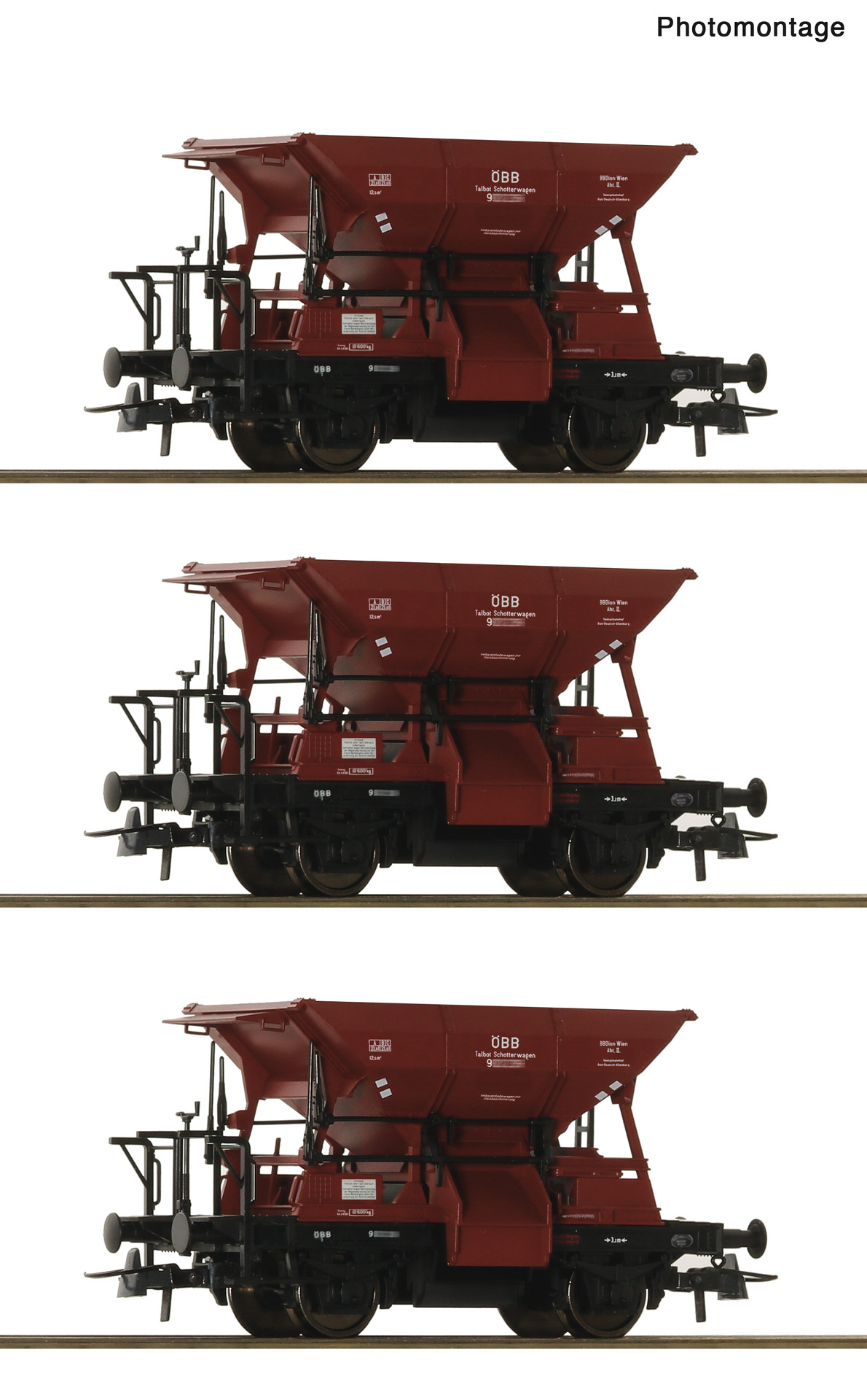 ROCO 6600283 Spur H0 3er Set Talbot Schotterwagen ÖBB 89,9