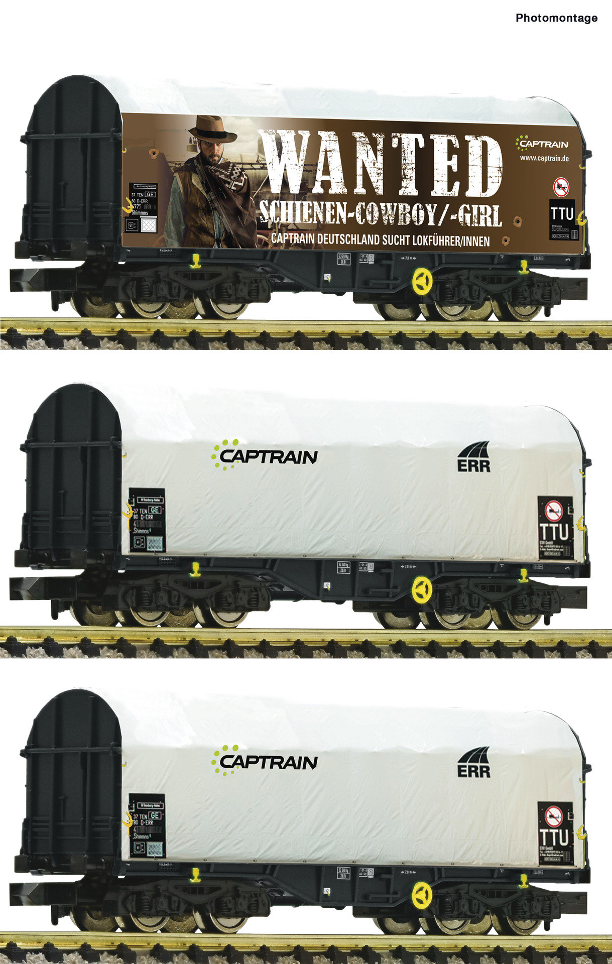 Spur N Set 3 Schiebeplanwagen Captrain NH2020### ey[ 080.90]