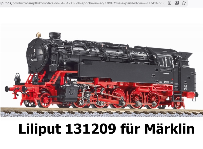 Liliput 131209 Spur H0~ Dampflok BR 84 002  DR Ep 3