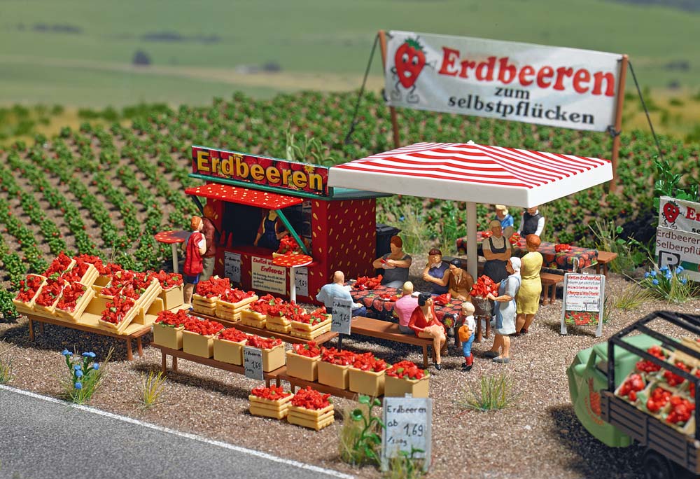 Busch 1073 Spur H0 Erdbeer-Verkauf H0                 22,99