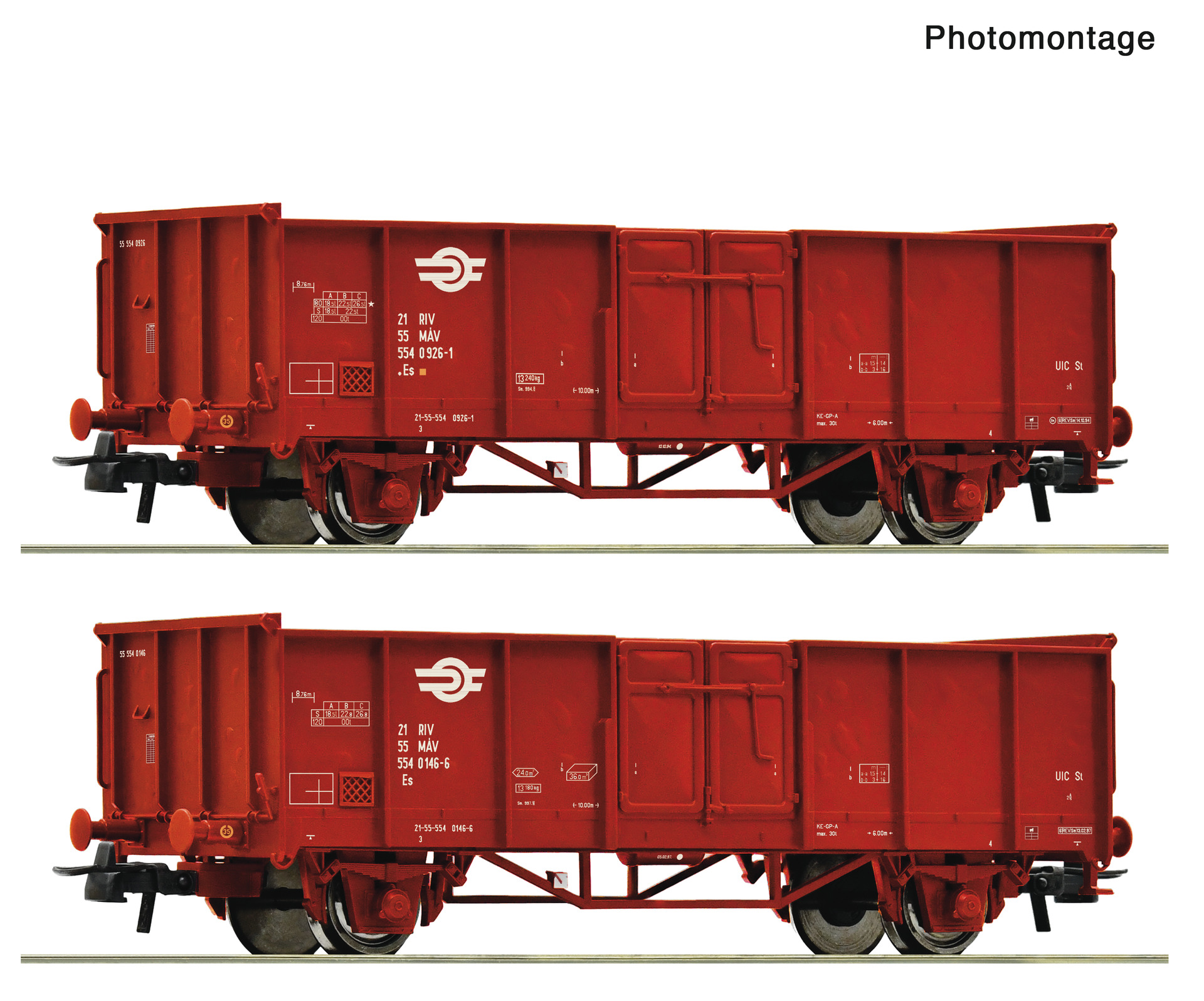 ROCO 6600301 Spur H0 2-tlg. Set: Offene Güterwagen DC 59,9